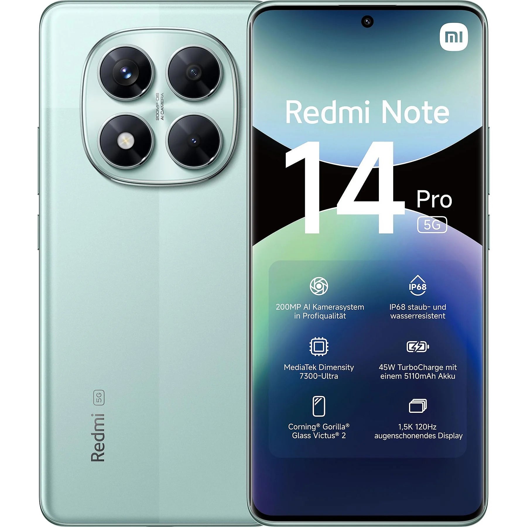 Xiaomi Redmi Note 14 Pro 5G Dual Sim 8GB RAM 256GB - Coral Green  -MZB0IMOEU